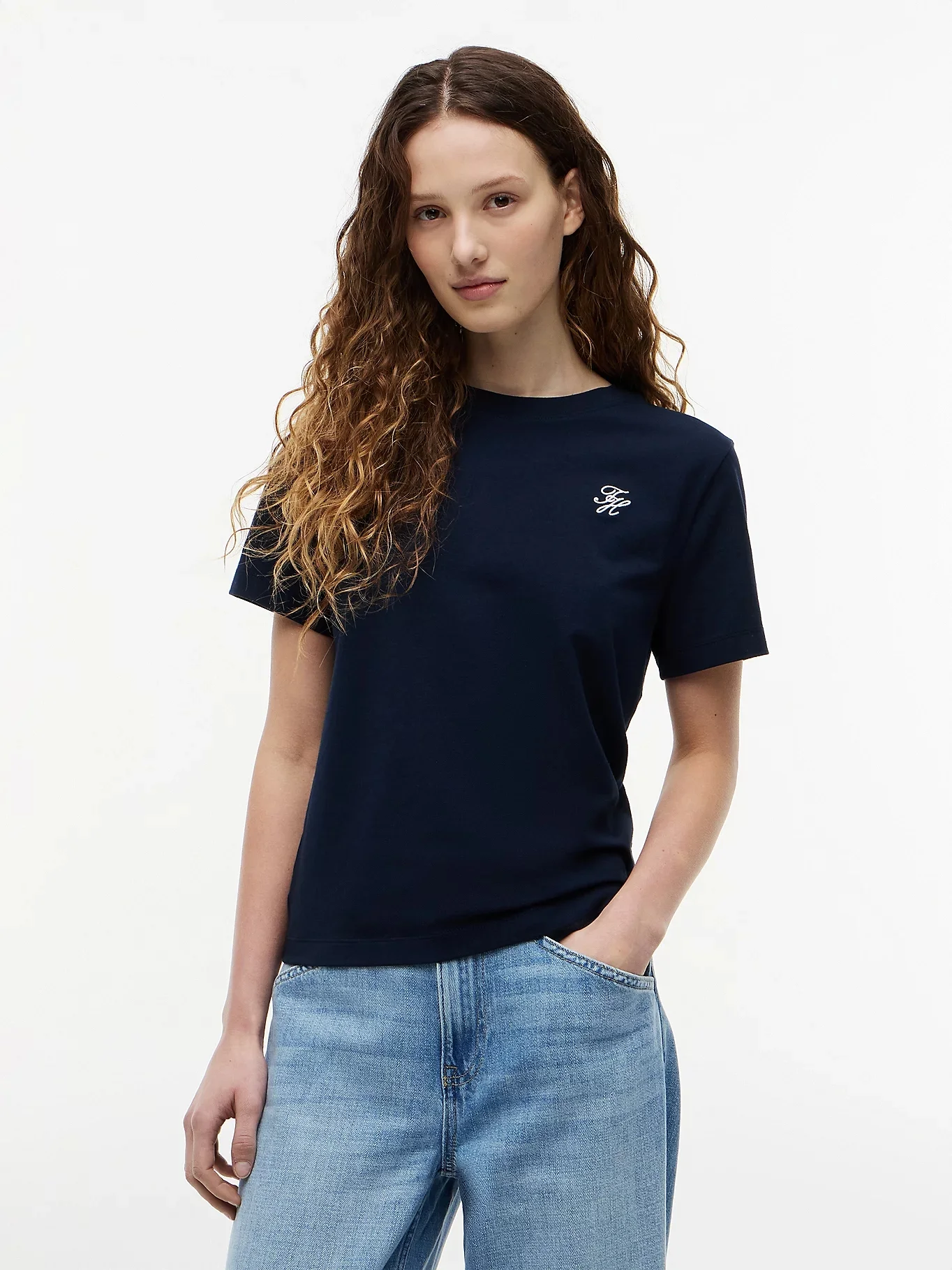 TOMMY HILFIGER Áo Thun Nữ Tay Ngắn TH Script Reg C-Nk SS Tee