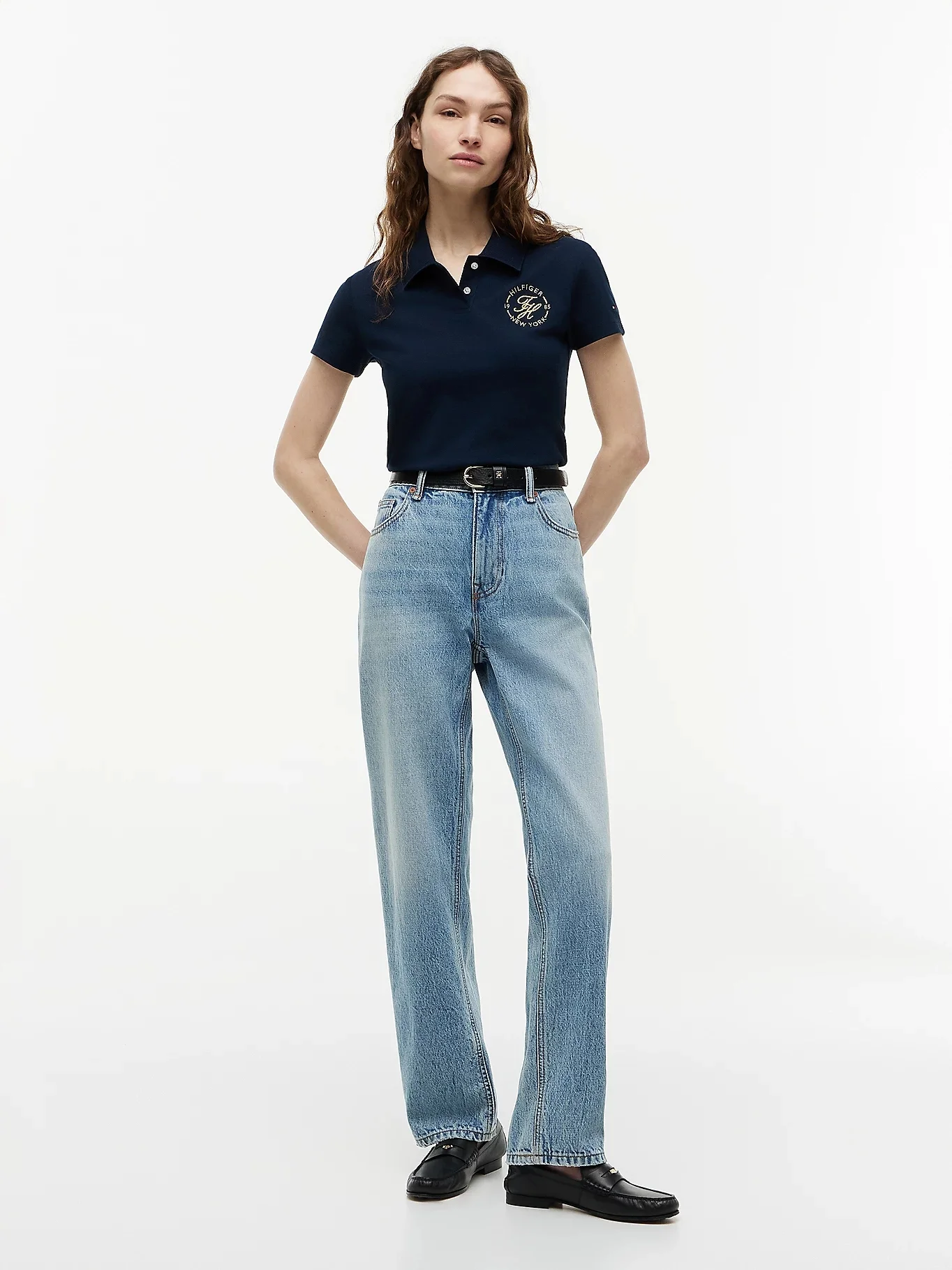 TOMMY HILFIGER Áo Polo Nữ Tay Ngắn Im Lurex Roundl Slim SS Polo