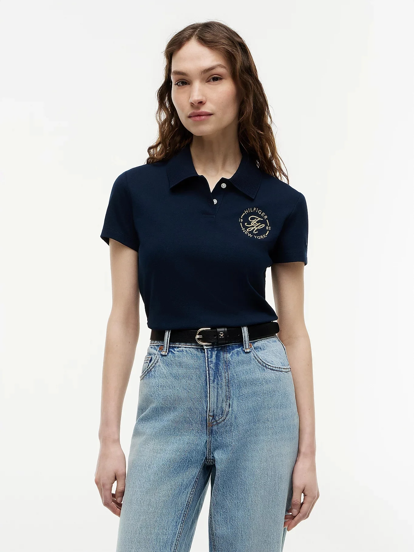 TOMMY HILFIGER Áo Polo Nữ Tay Ngắn Im Lurex Roundl Slim SS Polo