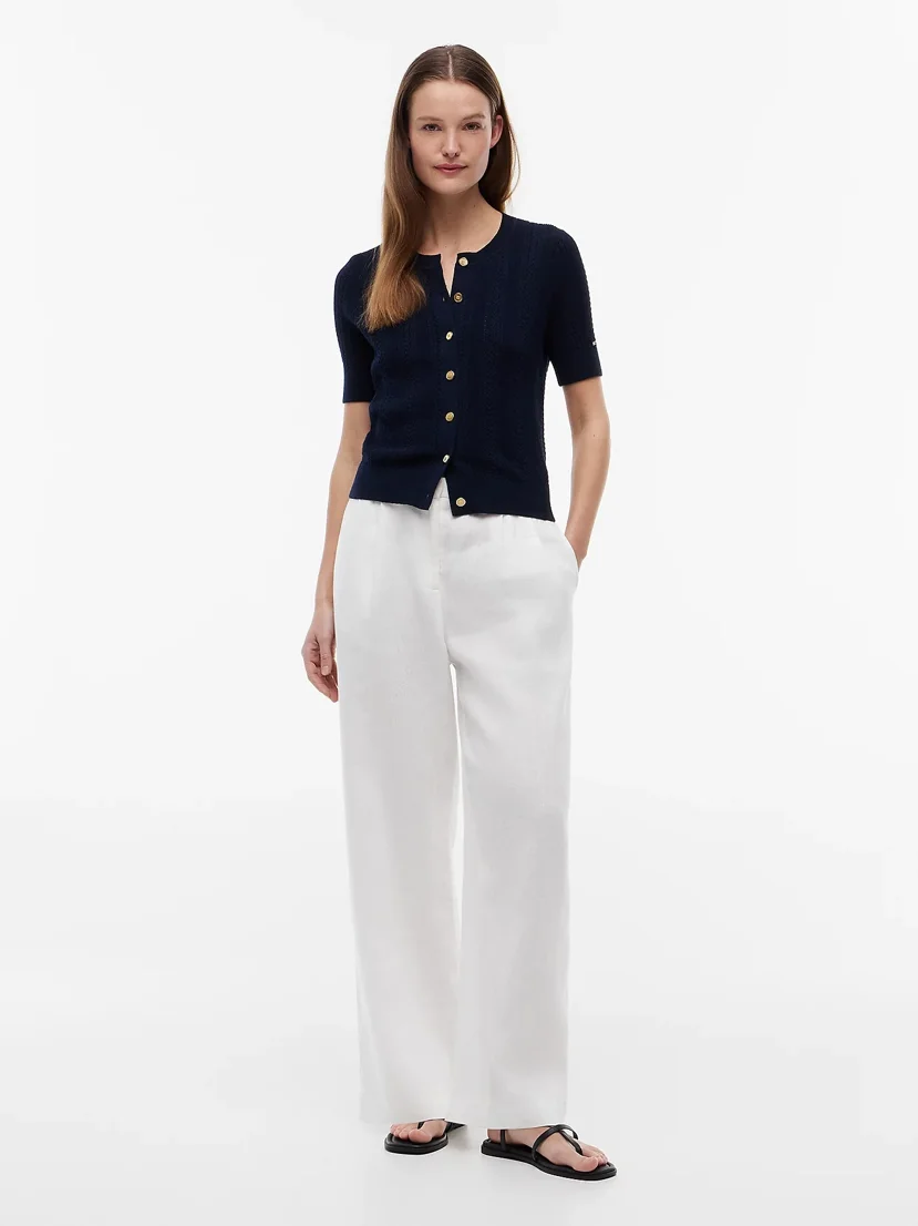 TOMMY HILFIGER Áo Cardigan Nữ Tay Ngắn Summer Cable C Nk Cardi S/S