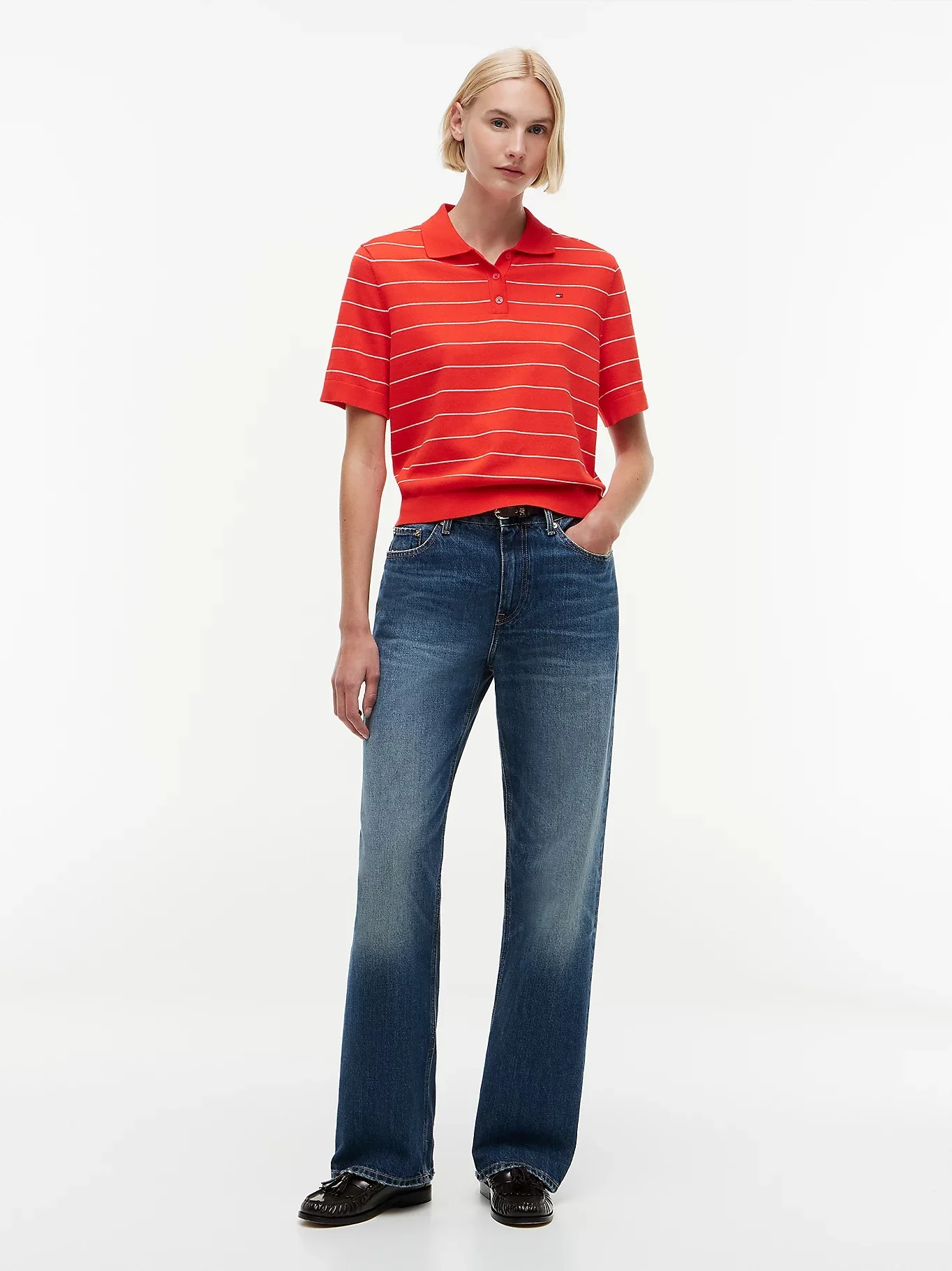 TOMMY HILFIGER Áo Sweater Nữ Tay Ngắn Jersey Stitch Mini Polo
