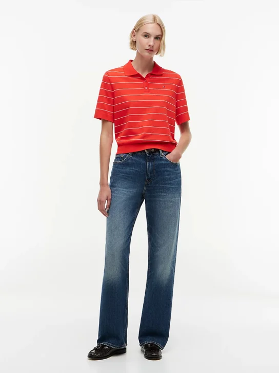 TOMMY HILFIGER Áo Sweater Nữ Tay Ngắn Jersey Stitch Mini Polo