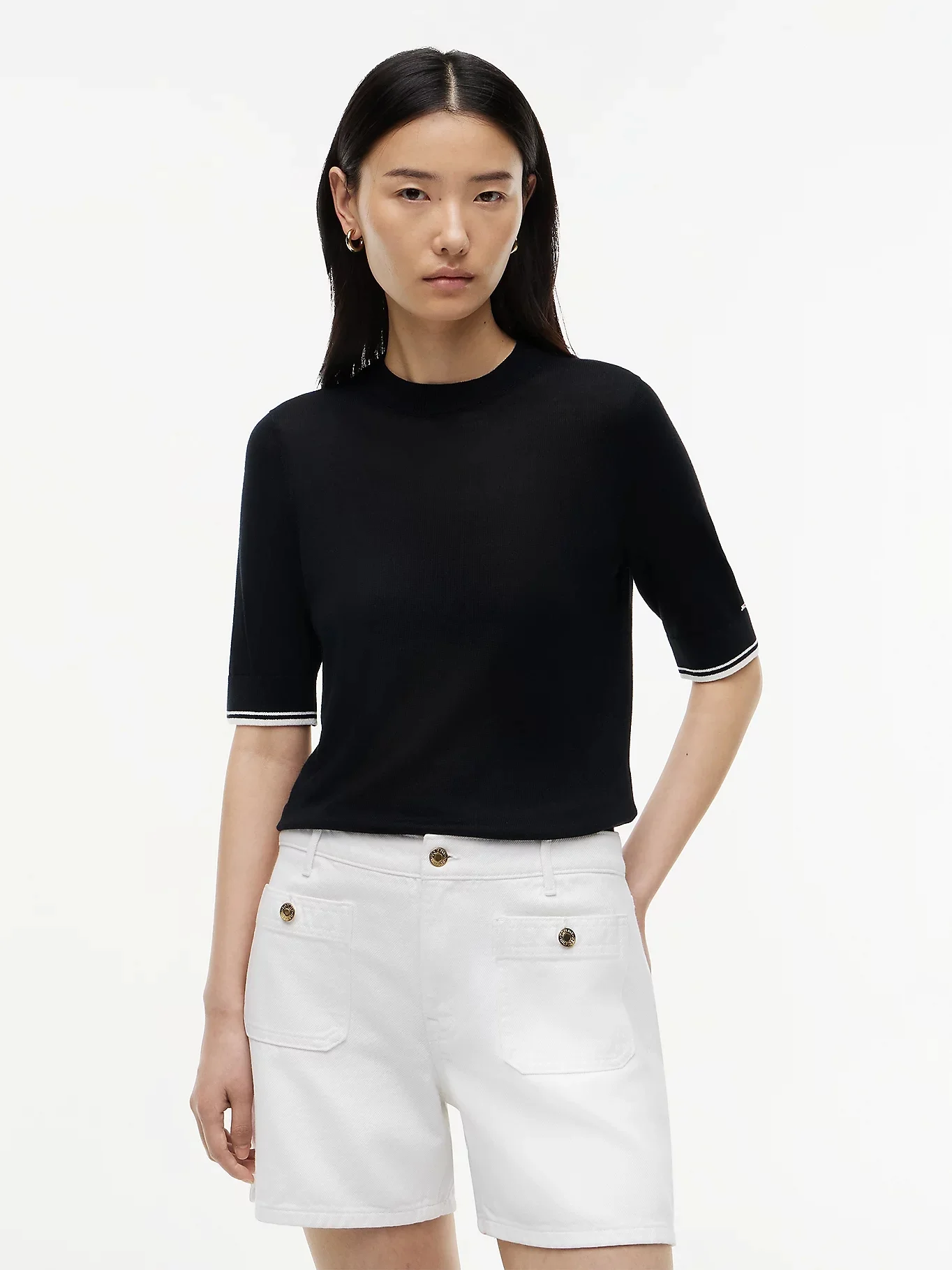 TOMMY HILFIGER Áo Sweater Nữ Tay Ngắn Lyocell Silk C-Nk SS Swtr